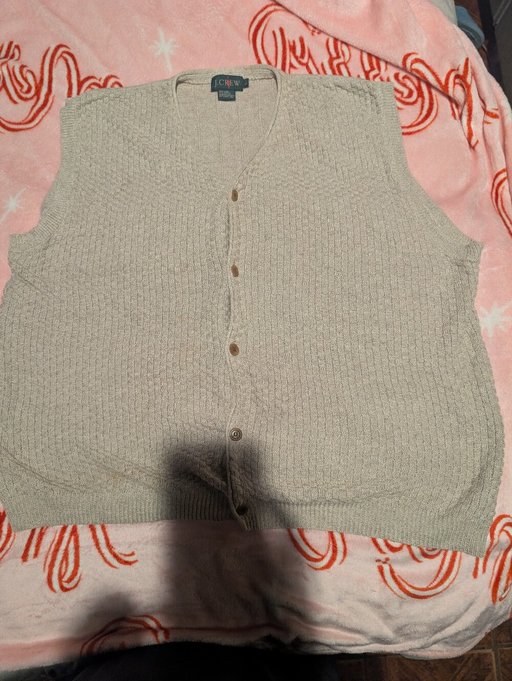 J. Crew V-Neck Sweater in Light Beige and Soft Pink